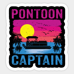 Vintage Style Pontoon Captain Shirt Funny Pontoon Boat Lover Sticker